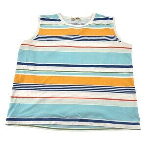 Eddie Bauer Vintage Women's Knit Sleeveless Shirt Colorful Stripes size Large